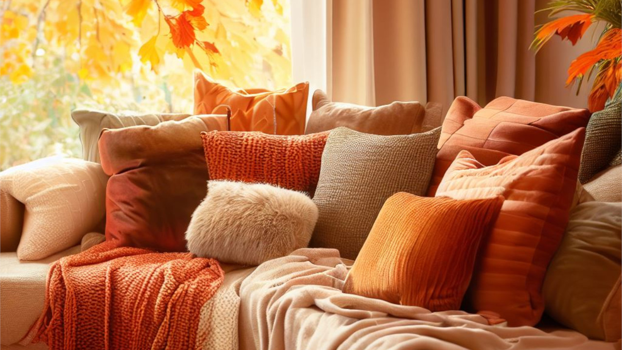 Autumnal cushions and throws