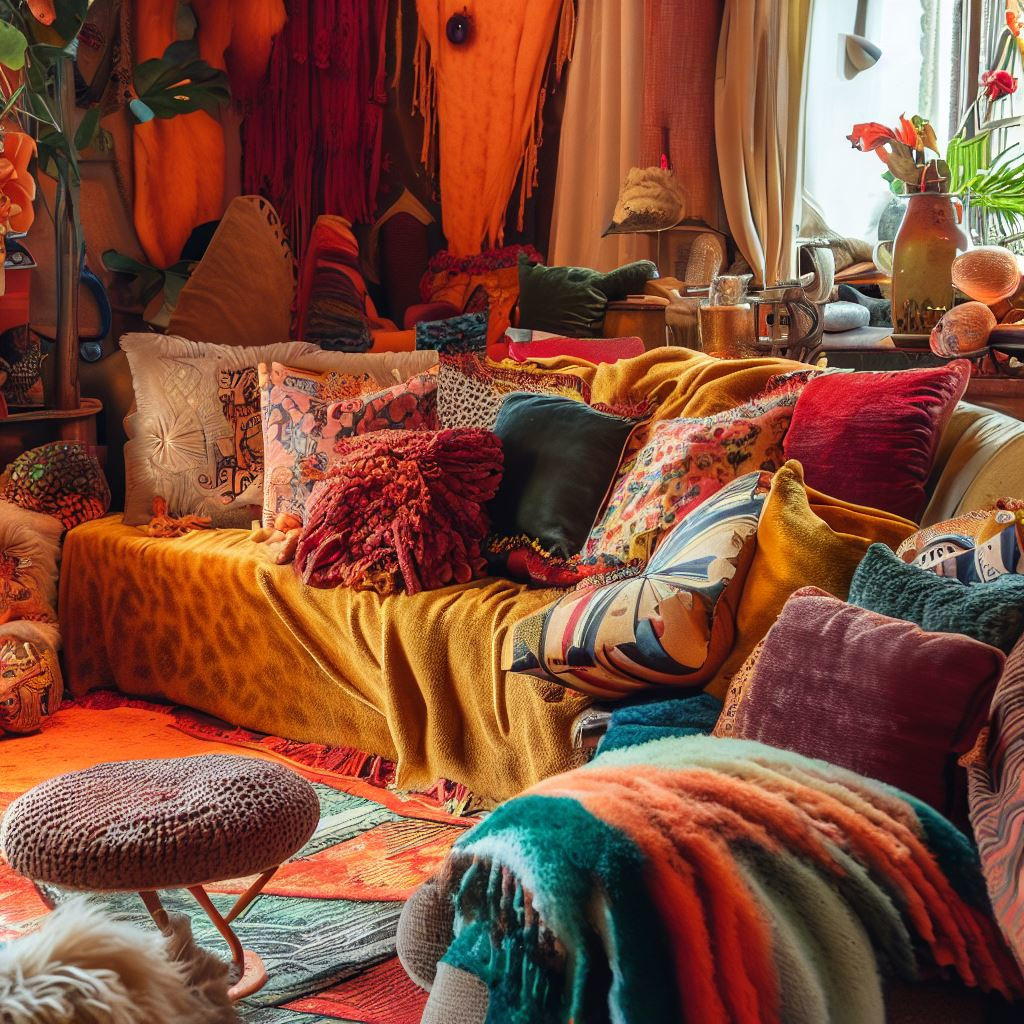 maximilist lounge idea with bold colour