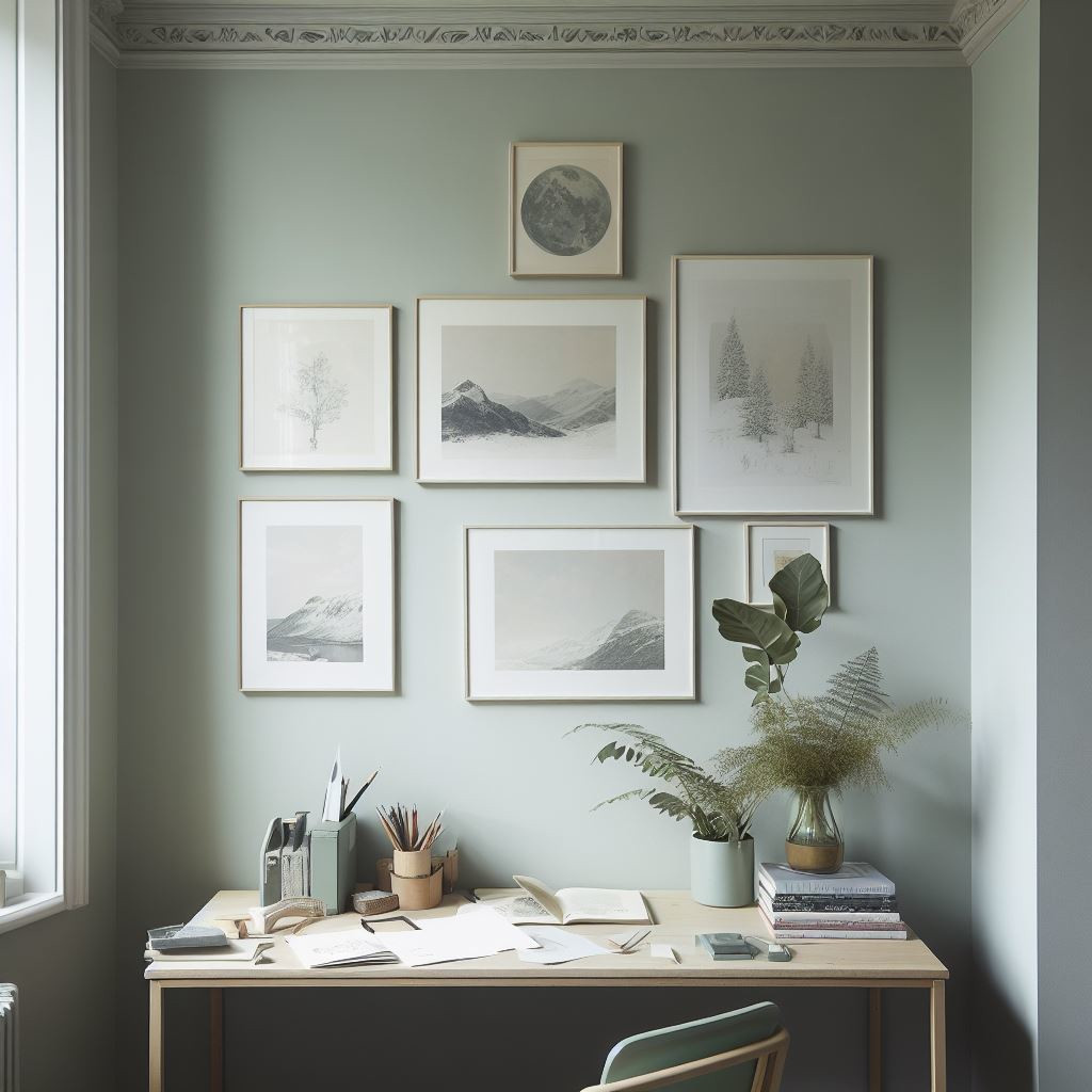 Soft green home office