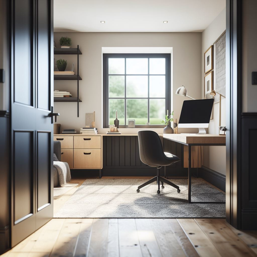 Black door of home office