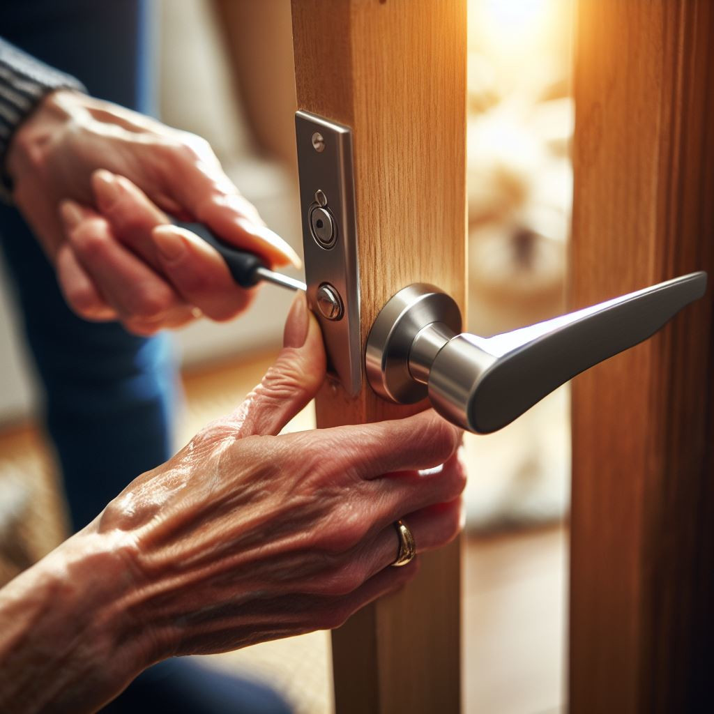 A person changing the door handle