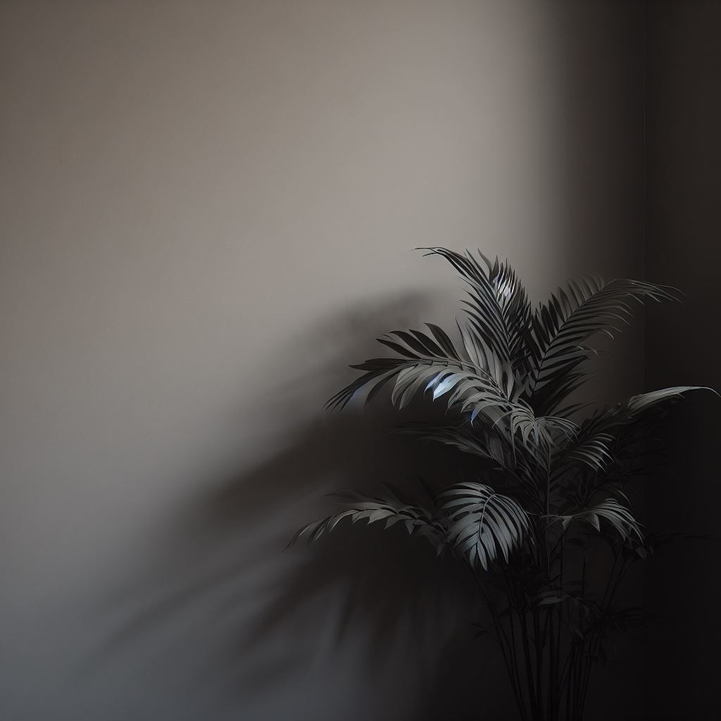 Greige wall with plant