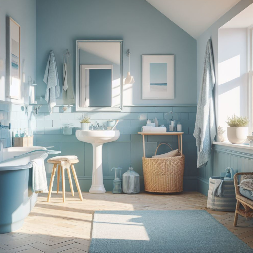 Pale blue bathroom