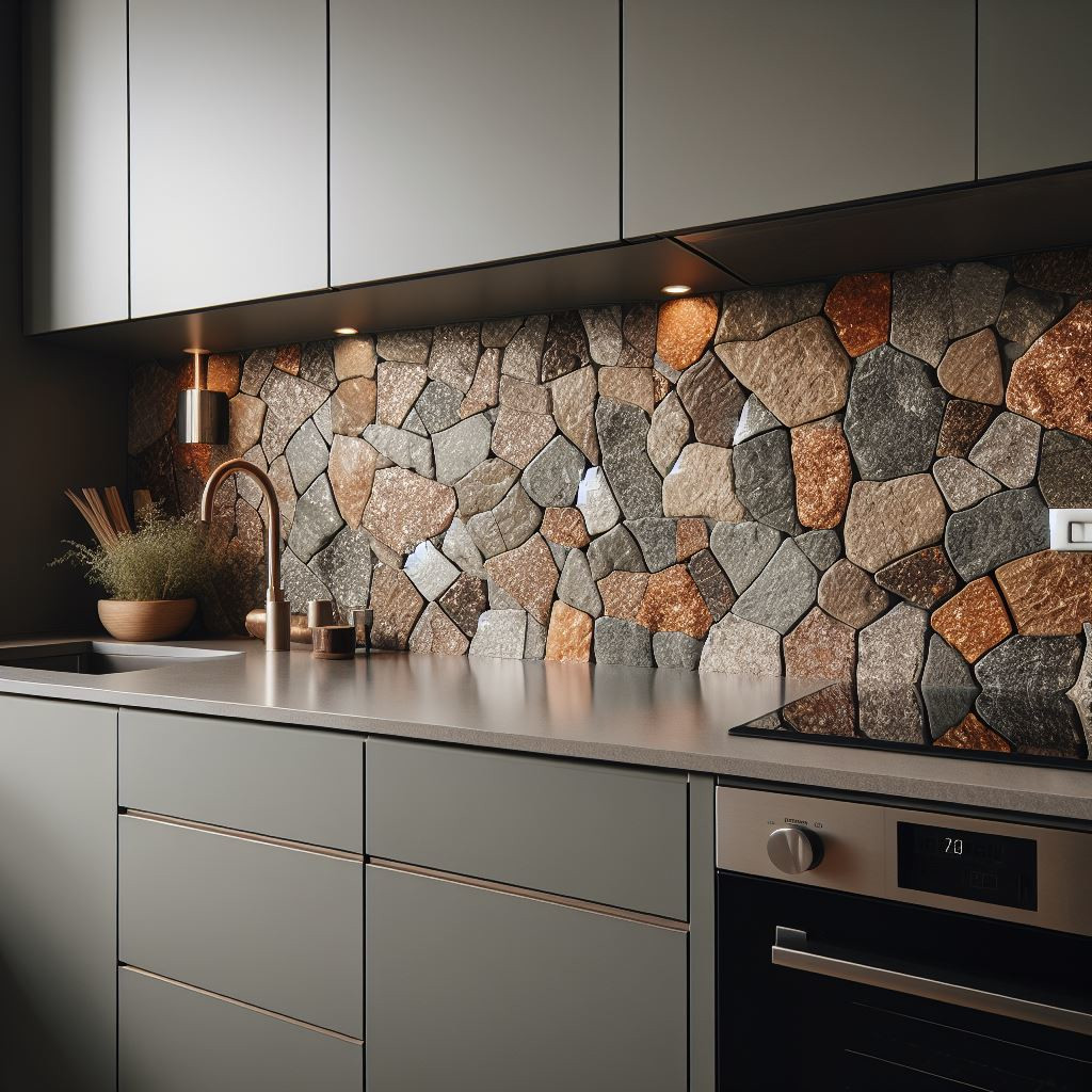 bakcsplash of reclaimed stone