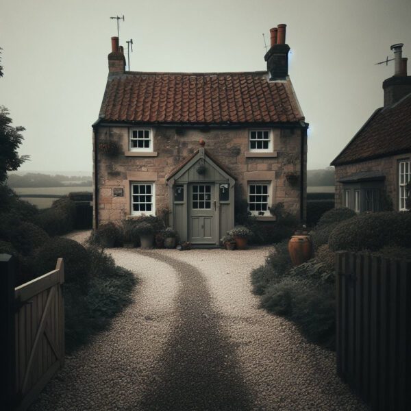 House with gravel driveway