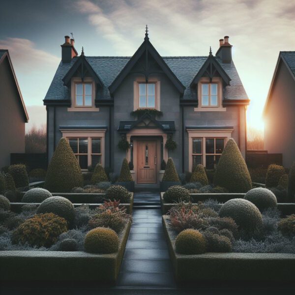 Neat bushes in a front garden